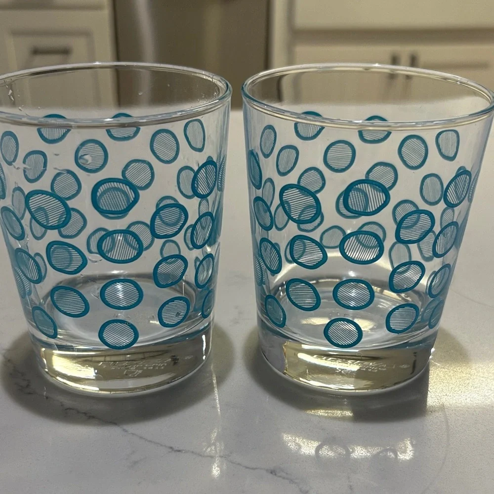 IKEA Blue Patterned Glass Tumblers